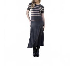 NEW MARBLE short sleeve striped top in charcoal